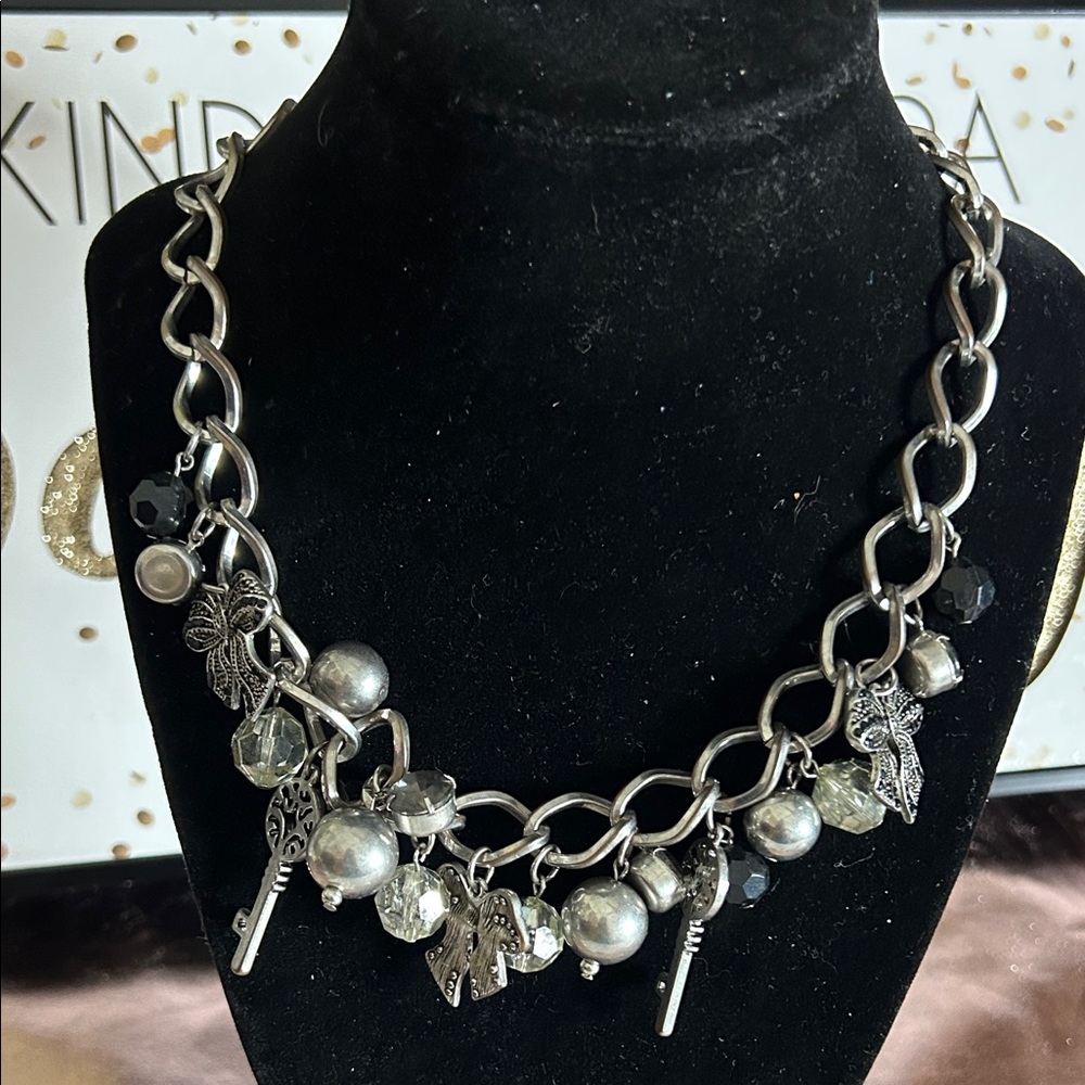 Vintage Silver Valentine’s Day Charm Necklace #78024purp